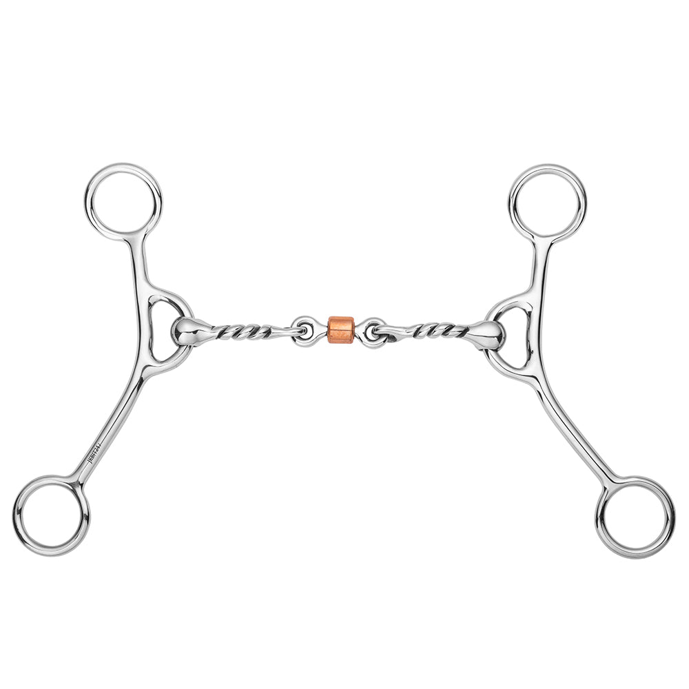 BAR H EQUINE Western Gag Bit with Twisted Wire w/ Copper Roller Mouthpiece