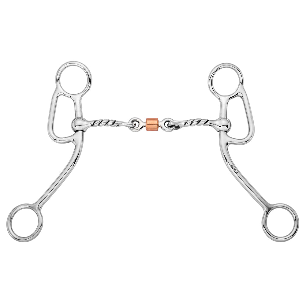 BAR H EQUINE Western Gag Bit with Twisted Three-Piece Copper Roller Mouth