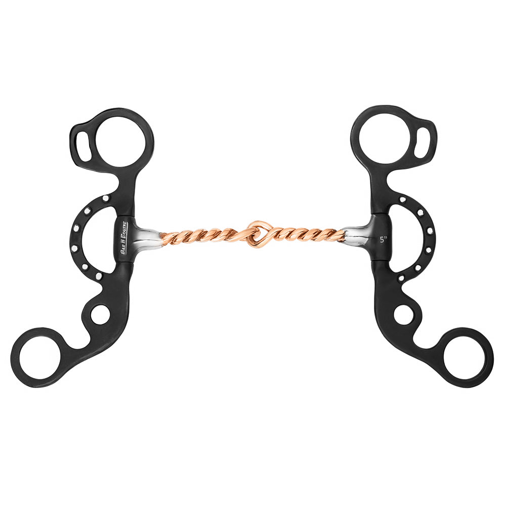 BAR H EQUINE Western Argentine Shank with Copper Twisted Wire Mouthpiece
