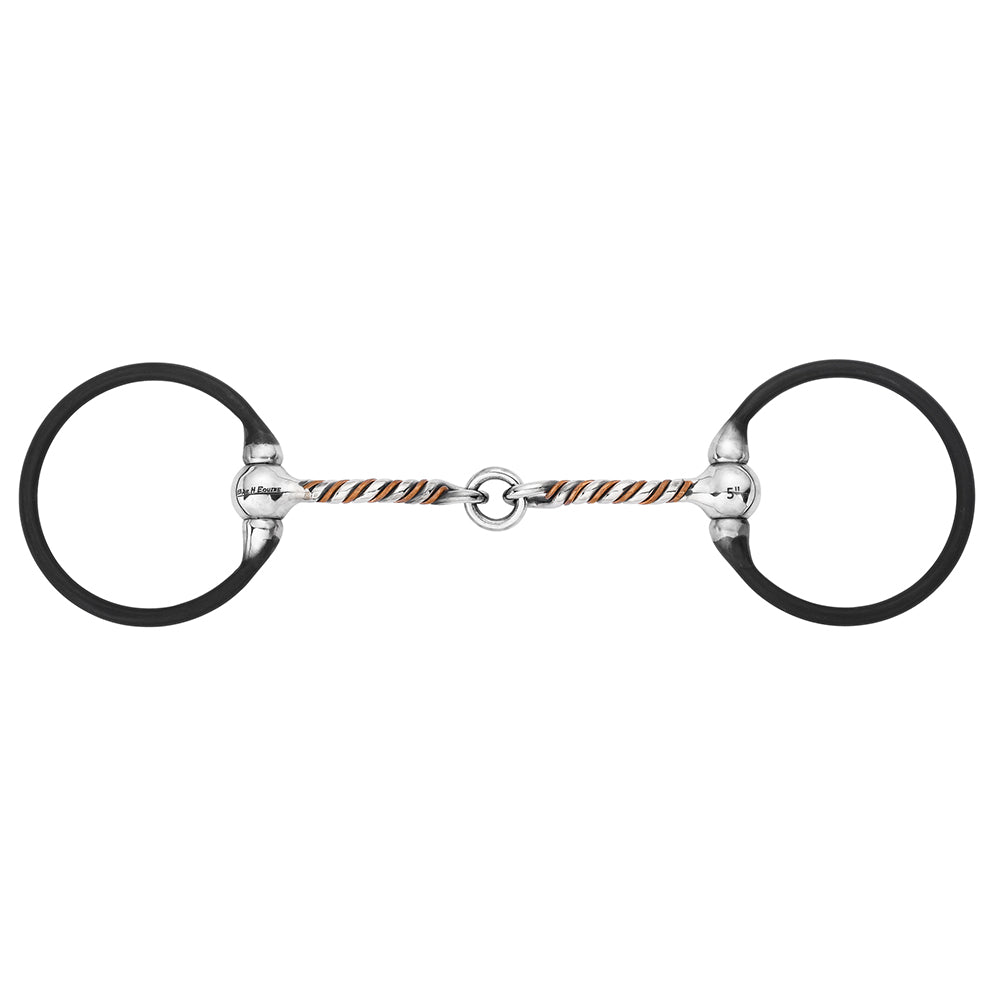 BAR H EQUINE Western Ring Snaffle with Twisted Copper & Stainless Steel Mouth