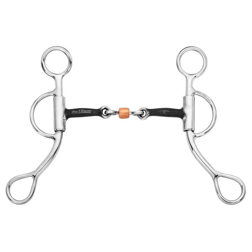 BAR H EQUINE Western Argentine Shank Bit with Copper Roller & Sweet Iron Mouthpiece