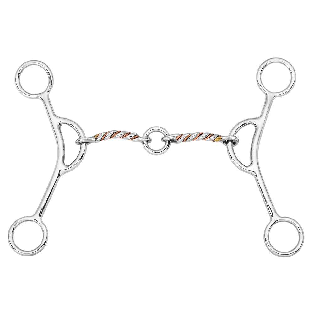 BAR H EQUINE Western Argentine Gag Bit Twisted Copper Wire Mouthpiece with Life Saver Link