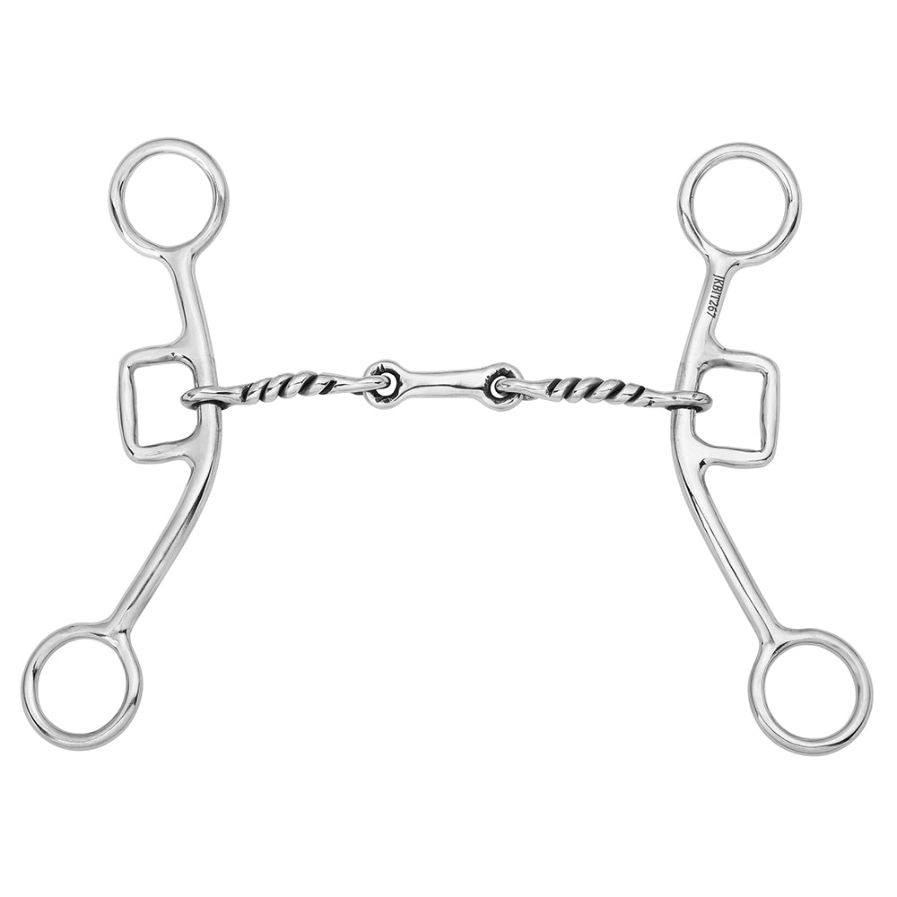 BAR H EQUINE Western Gag Bit Twisted Wire Dogbone Bit