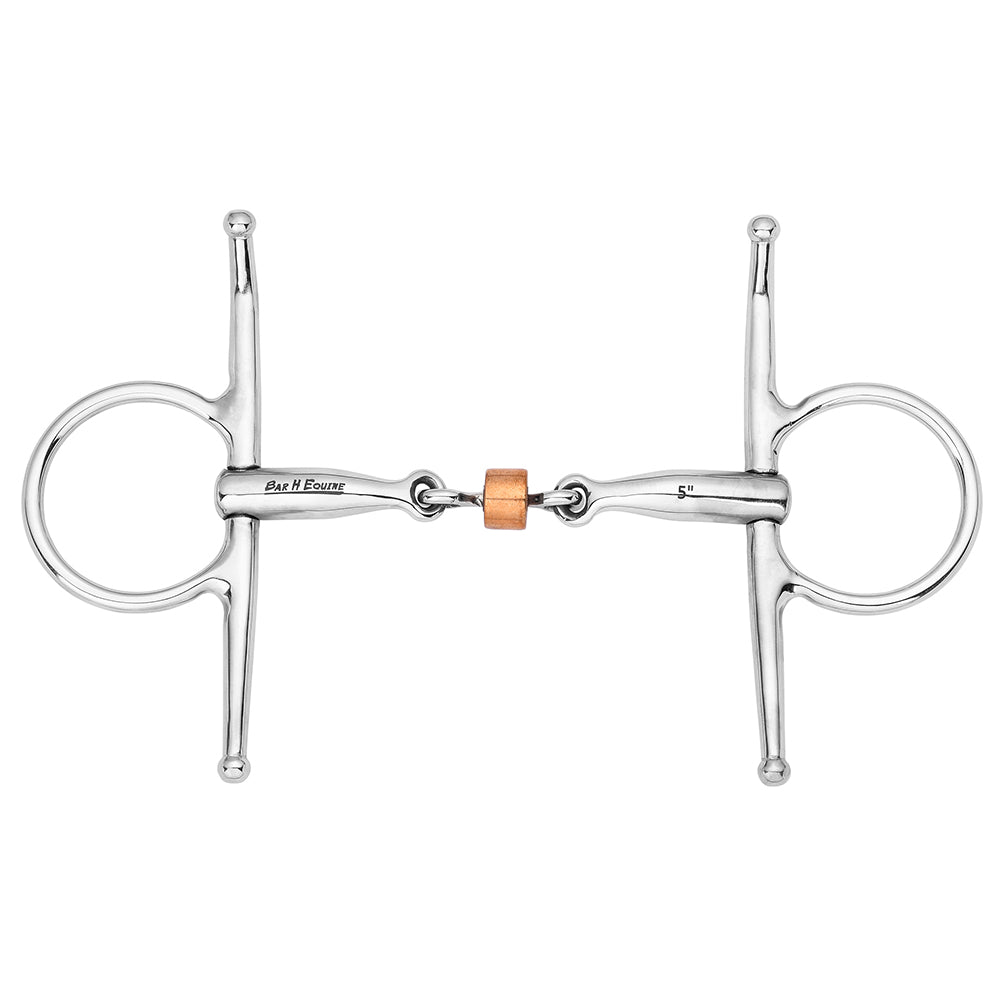 BAR H EQUINE Full Cheek Snaffle Bit with Three-Piece Copper Roller