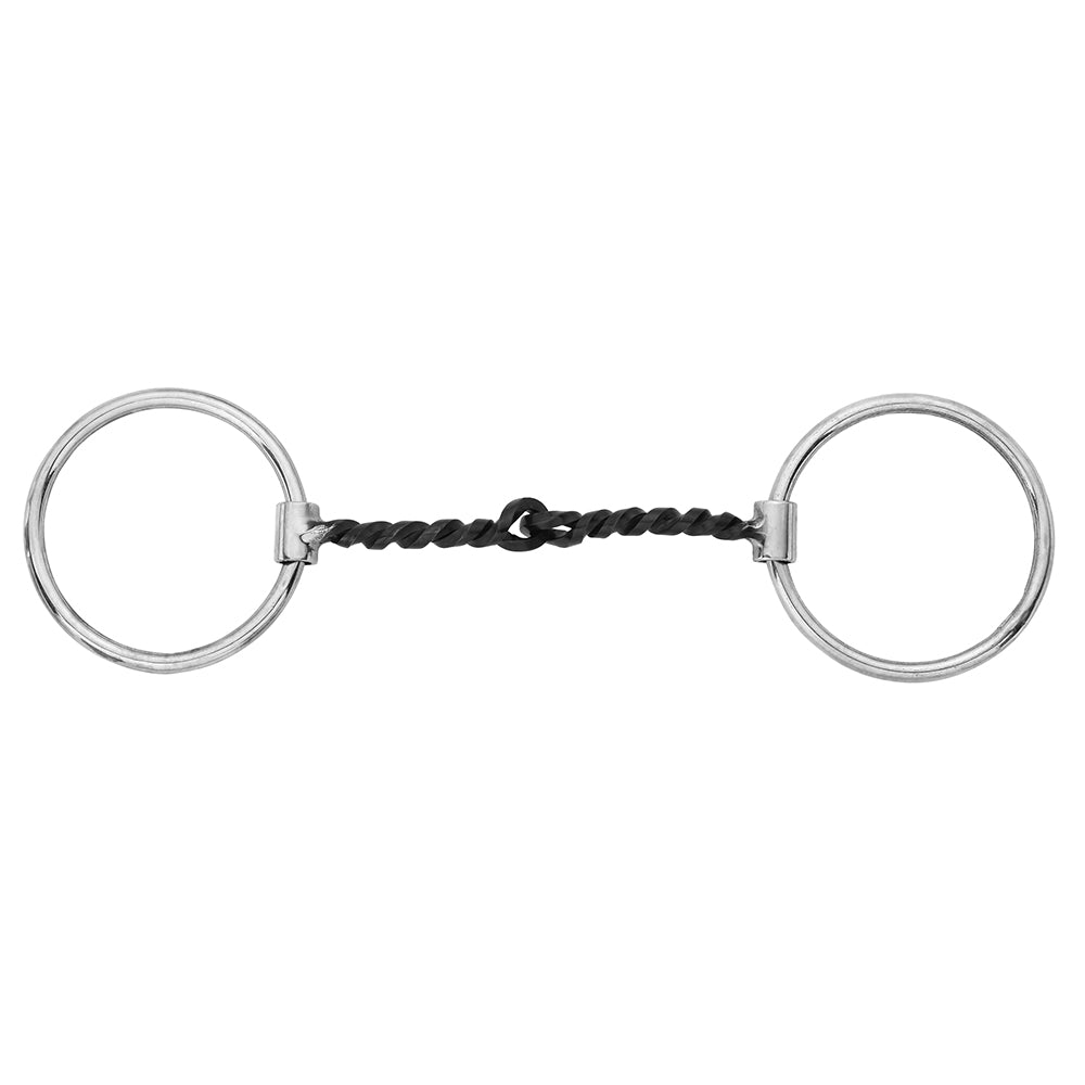 BAR H EQUINE Loose O-Ring Snaffle Bit with Twisted Sweet Iron Mouthpiece