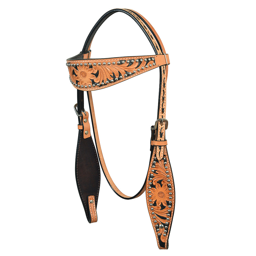 HILASON Western Horse Headstall Tack Bridle American Leather Hand Paint