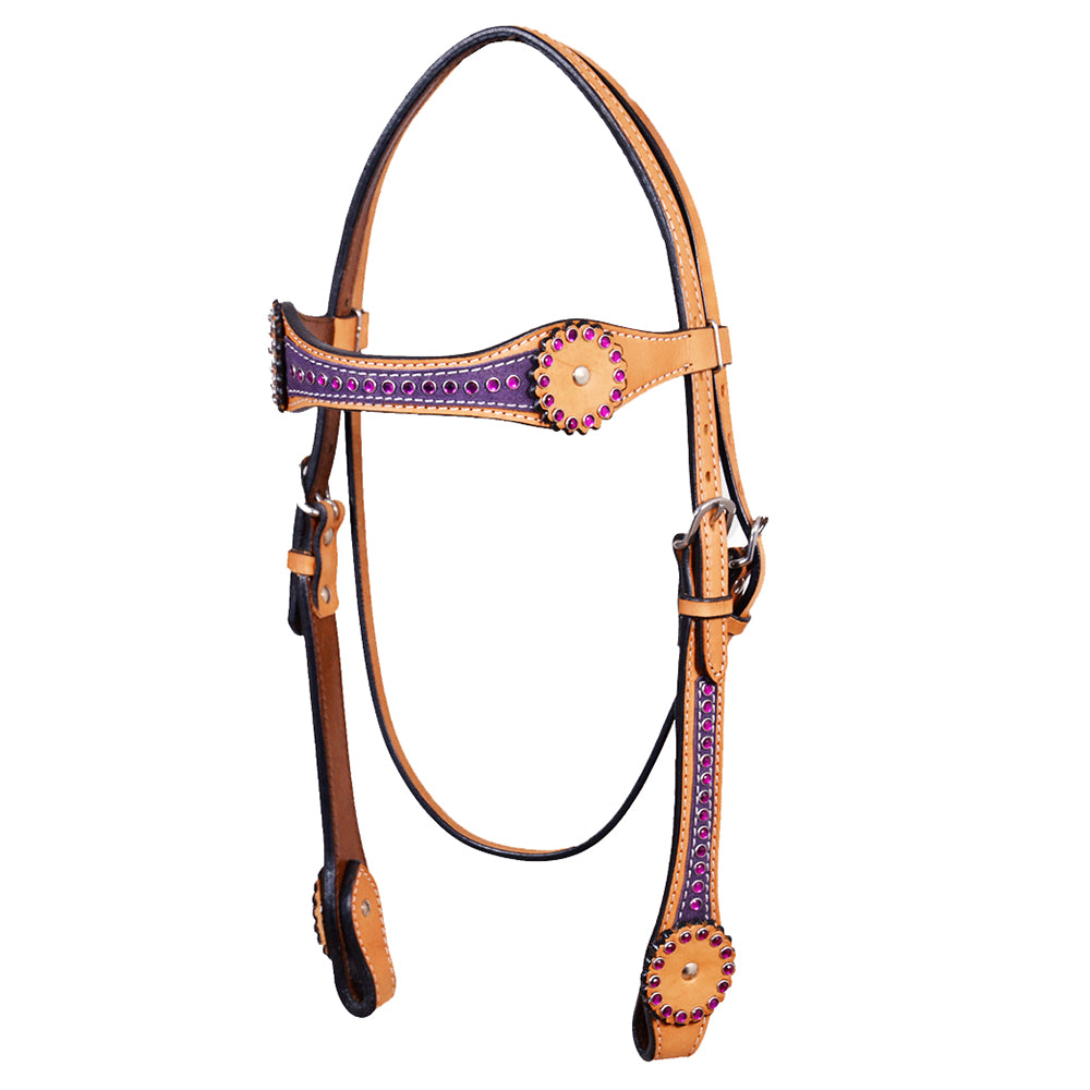 HILASON Western Horse Headstall Genuine American Leather Tan