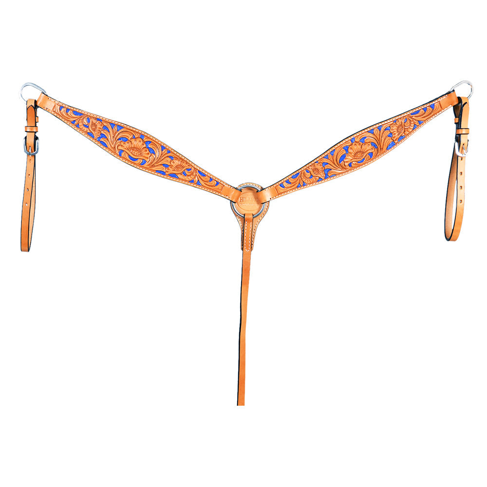 Hilason Western Horse Breast Collar Handtooled American Leather Tan