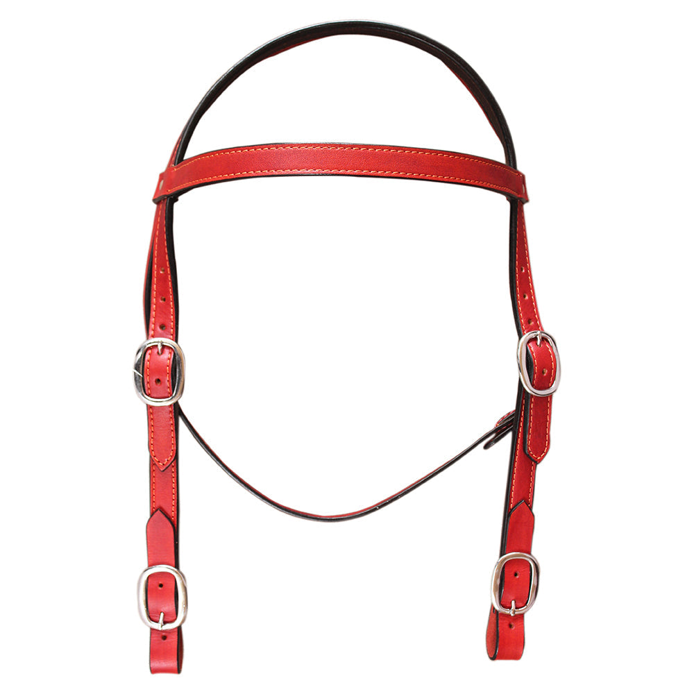 HILASON Western Horse Headstall Genuine American Leather red