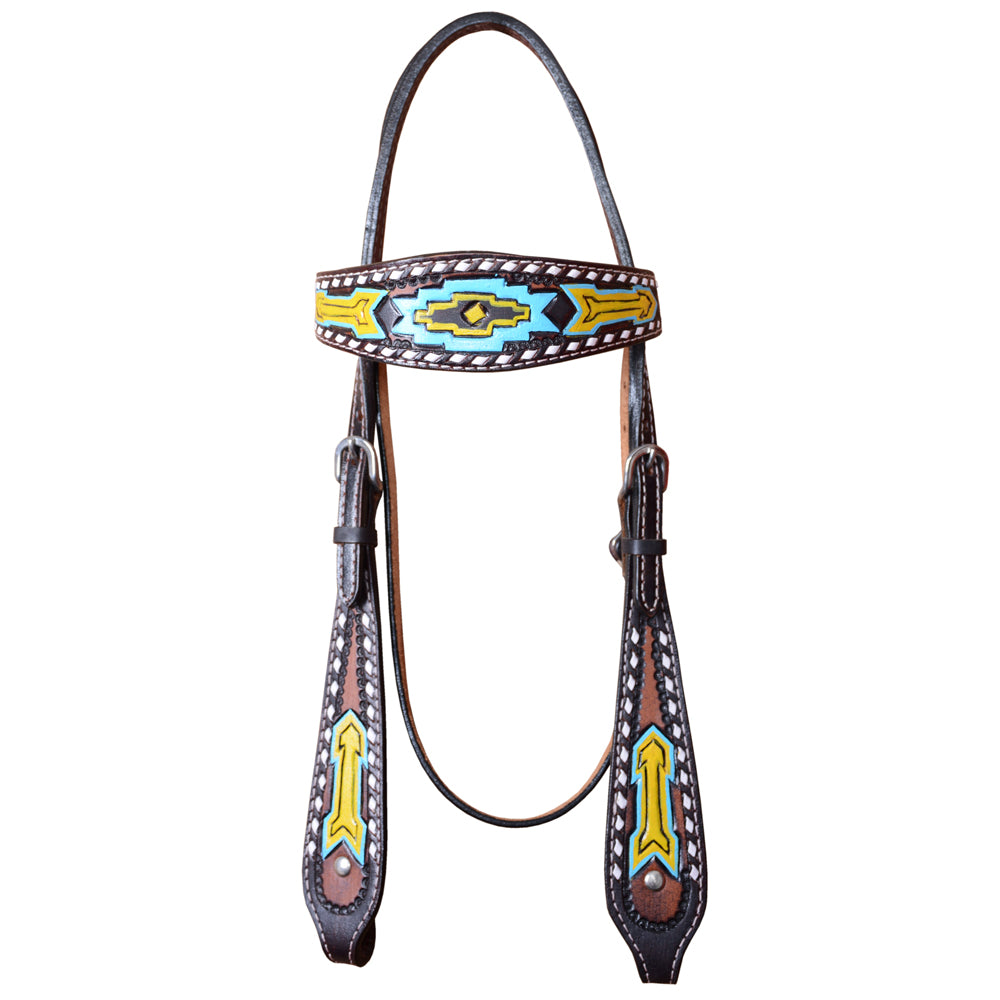 HILASON Western Horse Headstall Tack Genuine American Leather Hand Painted