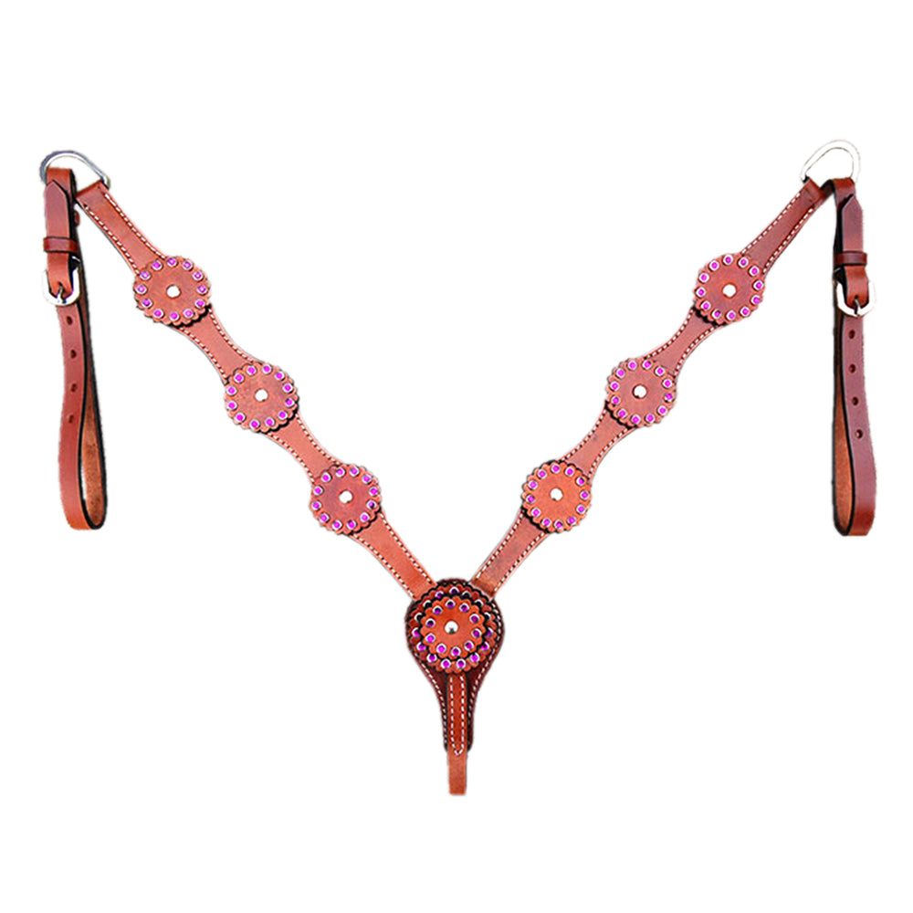 HILASON Western Horse Breast Collar Tack Genuine American Leather Mahogany