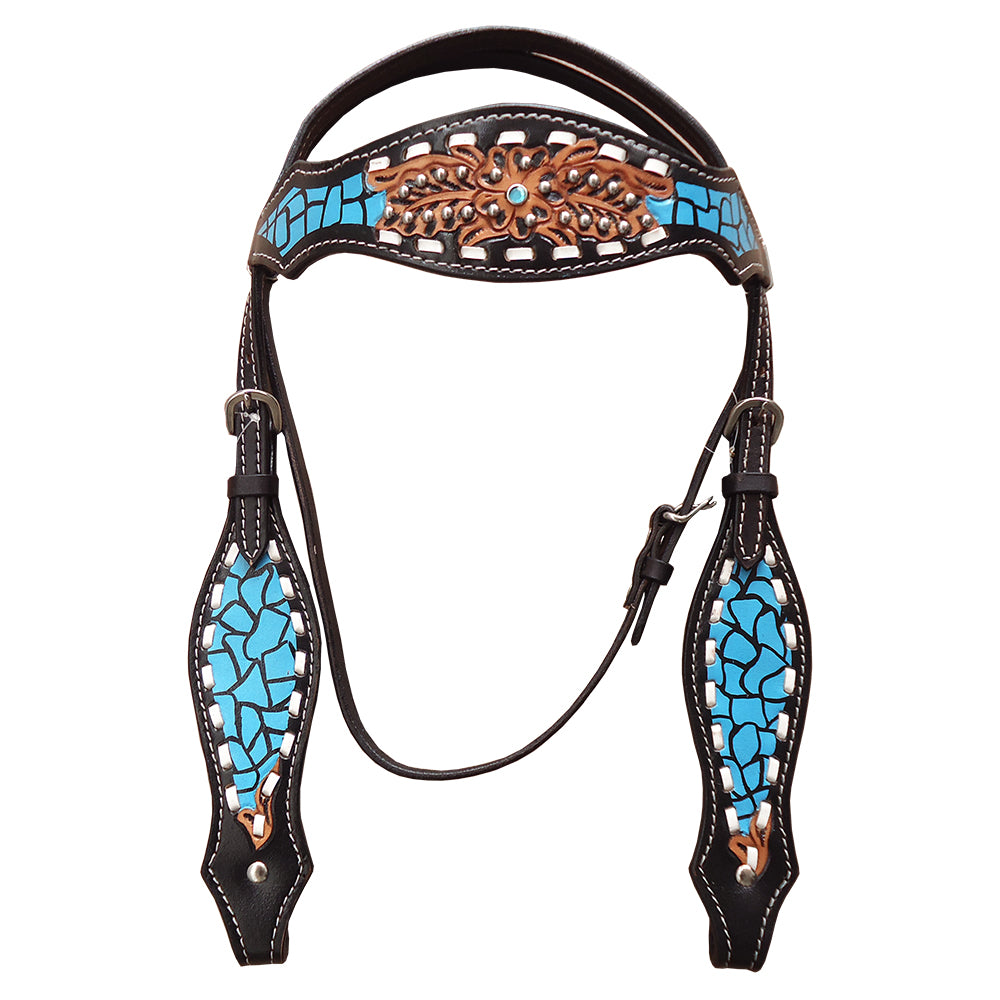 HILASON Western Horse Headstall Tack Genuine American Leather Black