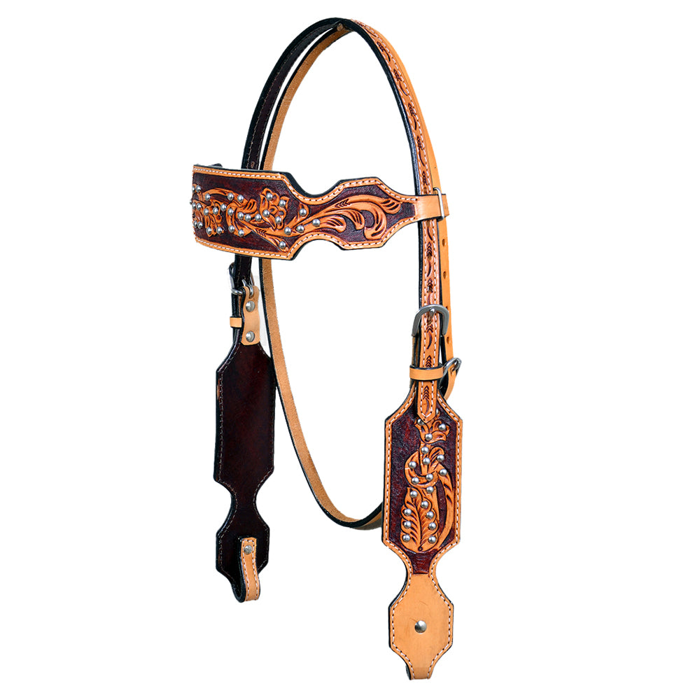 Western Horse Headstall Tack Bridle American Leather Floral Hilason