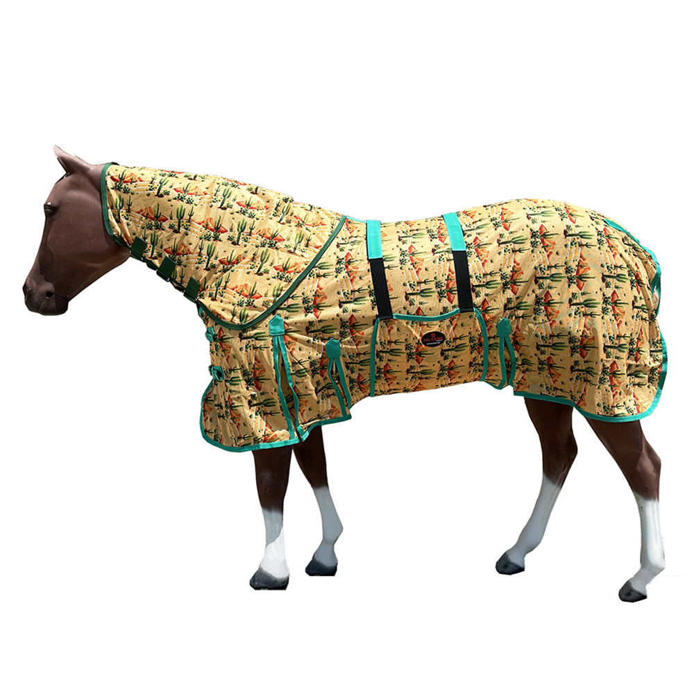 66 In - 84 In Hilason Horse Fly Sheet With Neck Uv Protect Mesh Bug Mosquito Summer cactus