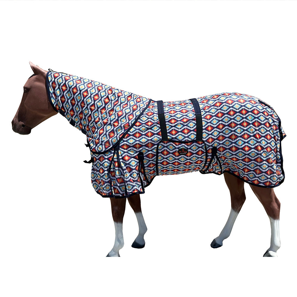 66 In - 84 In Hilason Horse Fly Sheet With Neck Uv Protect Mesh Bug Mosquito Summer Aztec