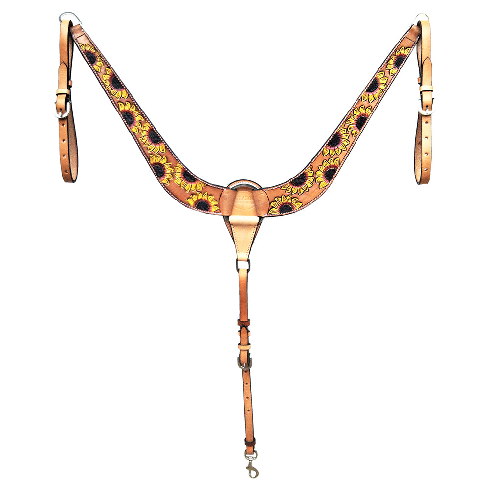 HILASON Western Horse Breastcollar Tack American Leather Sun Flower