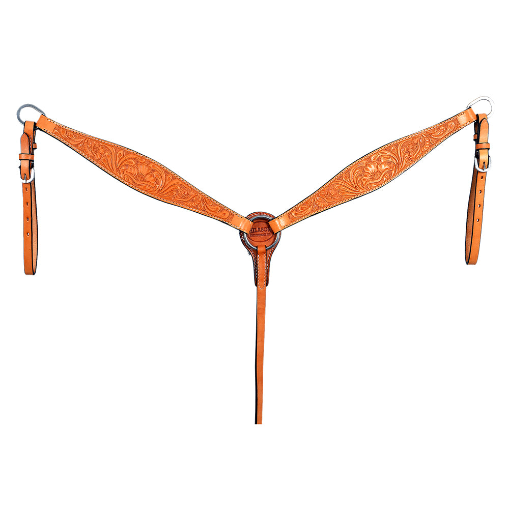 Hilason Western Horse Breast Collar American Leather Tan Floral Design