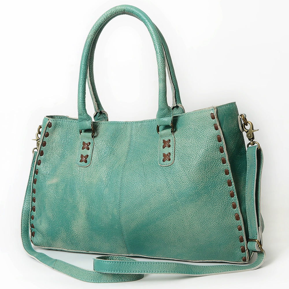 American Darling Tote Bag - Genuine Vegetable-Tanned Leather Western Purse with Buck Stitching & YKK Zipper