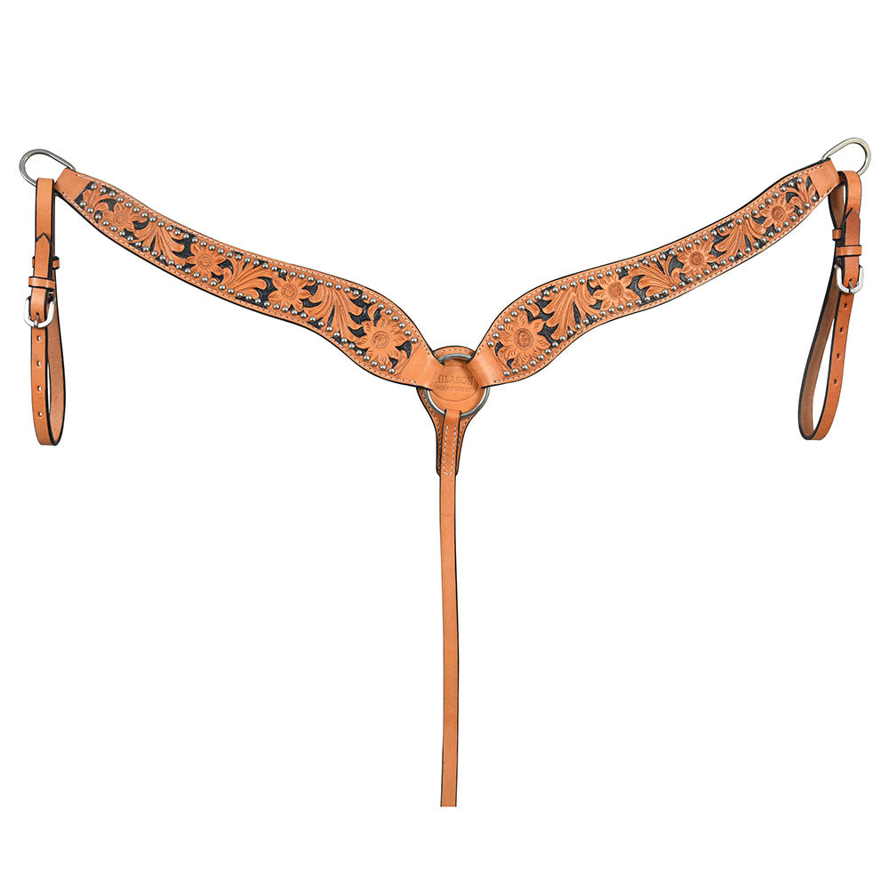 HILASON Western Breast Collar Horse Tack American Leather Light Oil Black