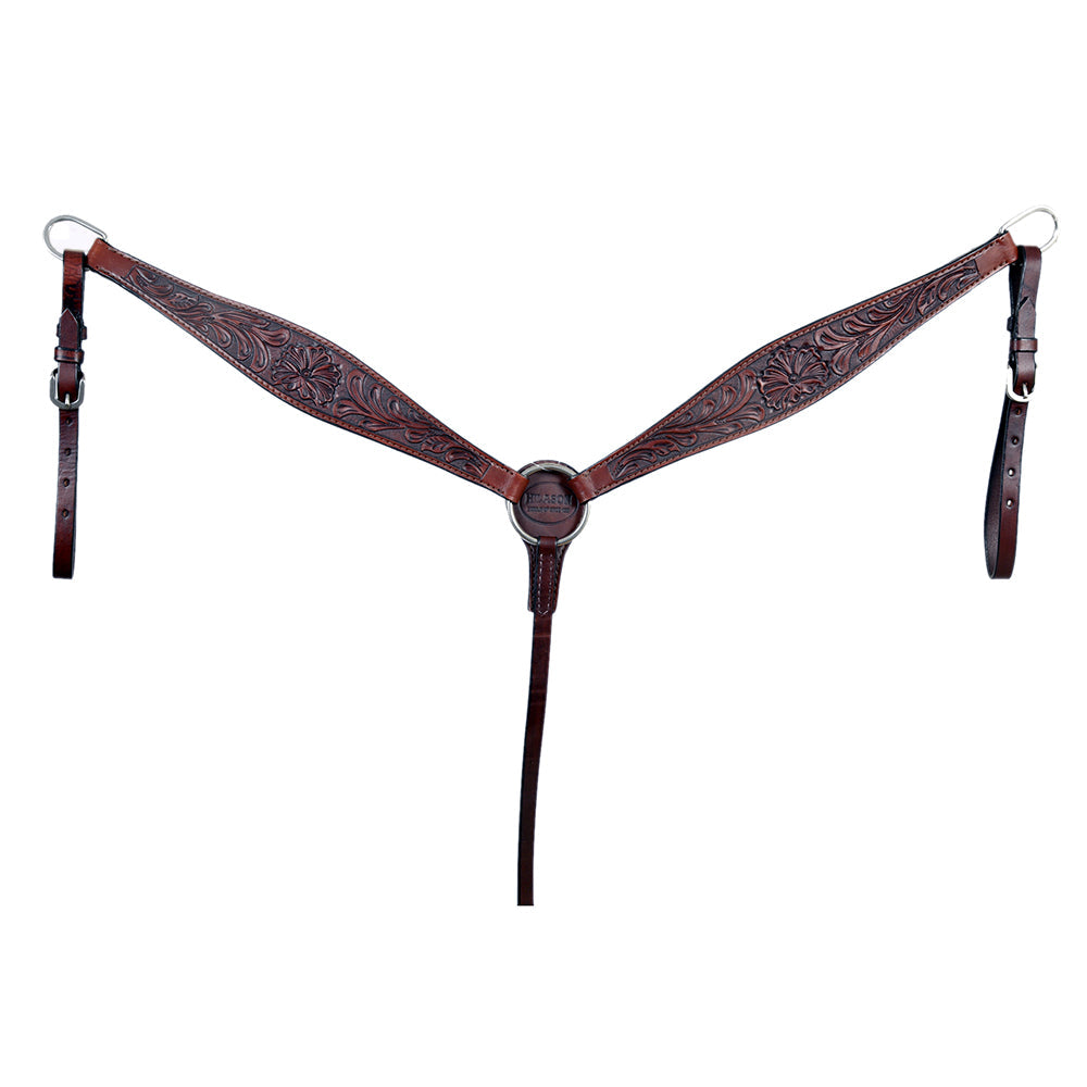 HILASON Western Genuine Leather Horse Breast Collar Tack Dark Brown Floral