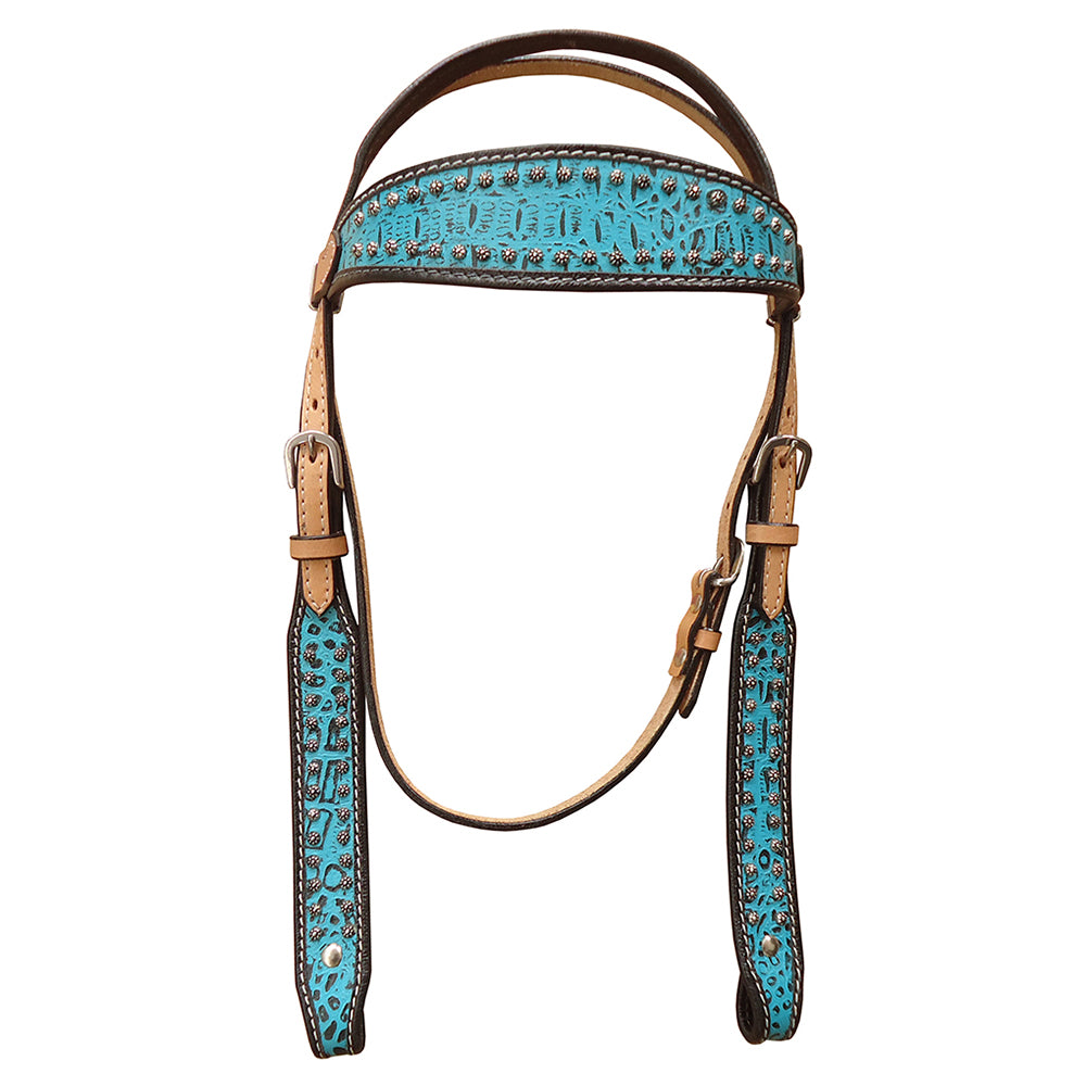 HILASON Western Horse Headstall Bridle American Leather Turquoise