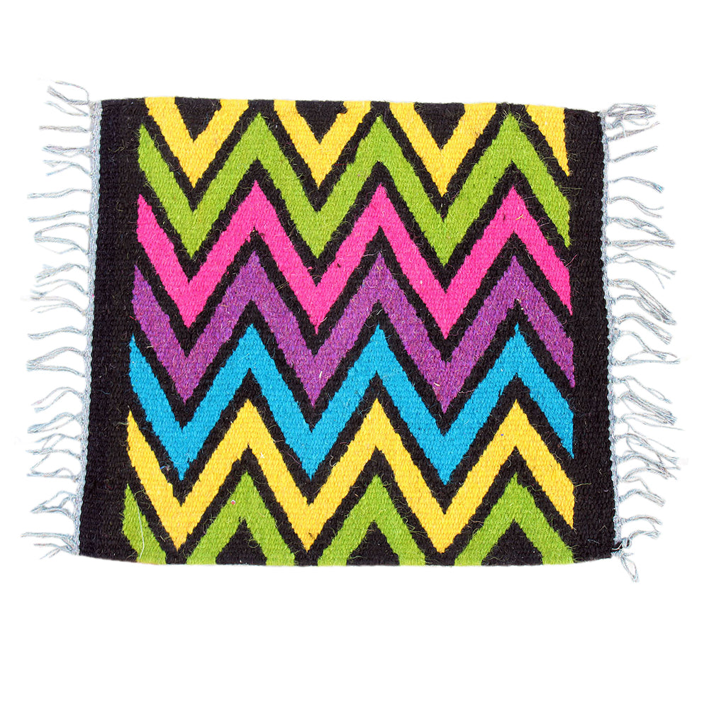 HILASON Handmade New Zealand Wool Table Mat Vibrant Chevron Zigzag Design