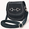 American Darling Western Cross body Bag Rivetted Genuine Full Grain Leather Handcrafted Purse with Hair-On Cowhide Detail