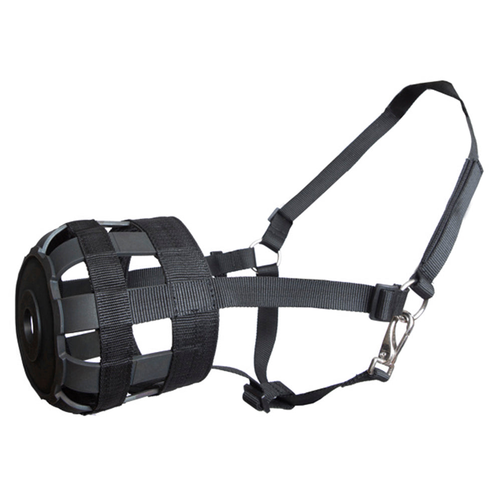 HILASON Western Horse Grazzing Muzzle With Halter Black