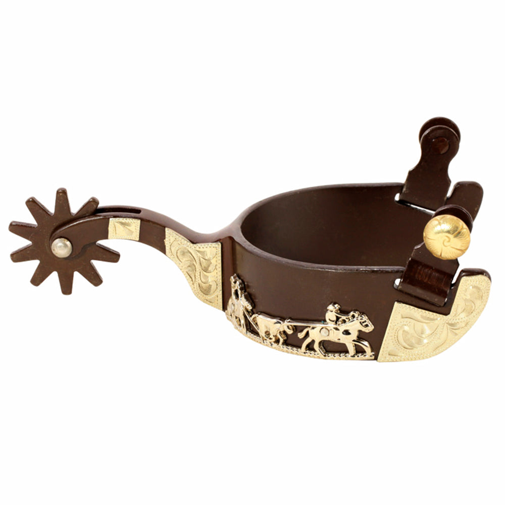 HILASON Western BR Spurs Medium Shank | 1-1/4" Band | 2-1/8" Shank | GS Trim