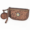 American Darling Rivetted Suede Leather Wristlet Bag Vegetable-Tanned Genuine Leather Western Purse with YKK Zipper