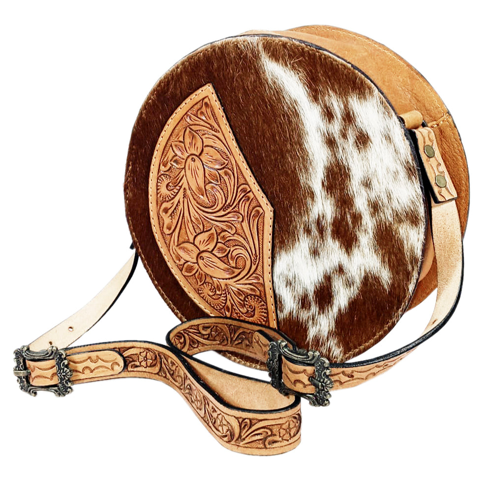 American Darling  Canteen Hand Tooled Hair On Genuine Leather women bag western handbag purse