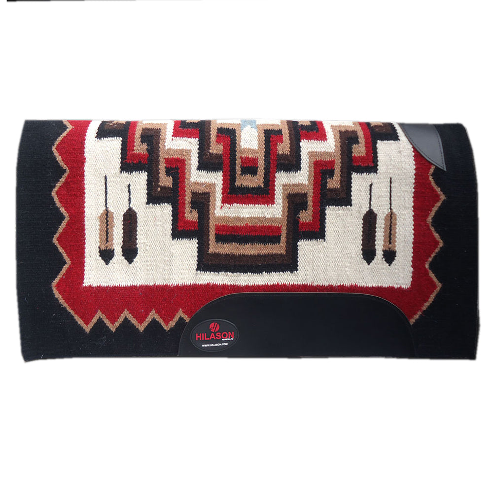 Hilason Western New Zealand Wool Horse Saddle Blanket Black/Maroon