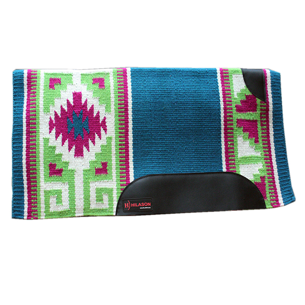 Hilason Western New Zealand Wool Horse Saddle Blanket Turquoise/Pink