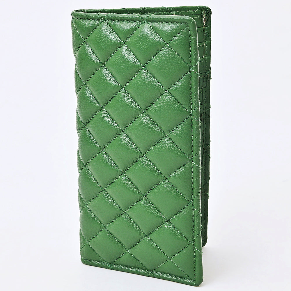 NEVER MIND Quilted Leather Continental Bifold Wallet Organizer