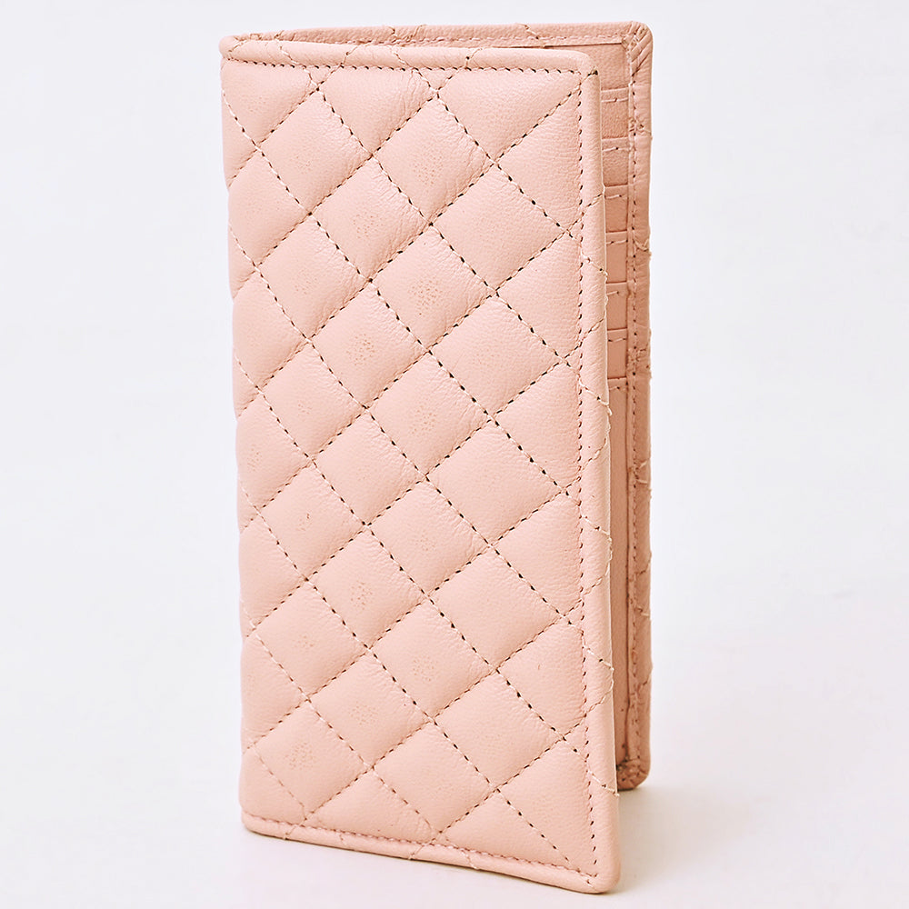 NEVER MIND Quilted Leather Continental Bifold Wallet Organizer