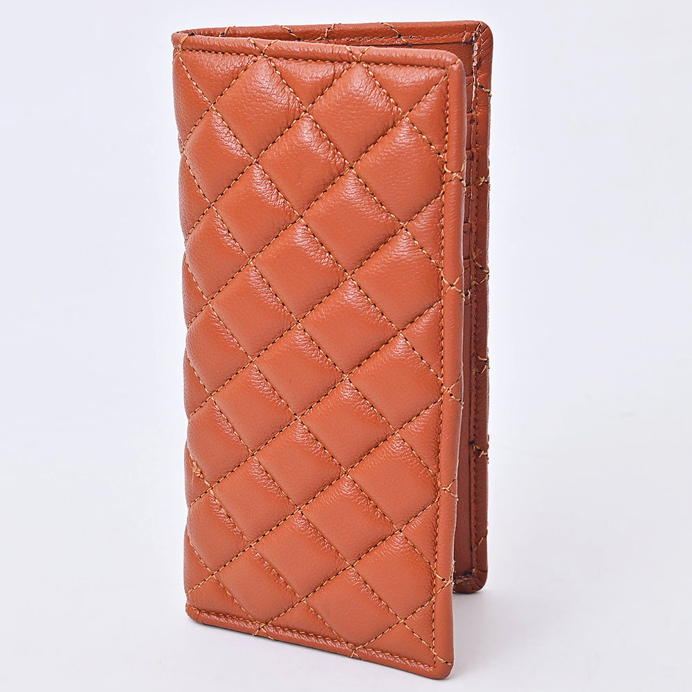 NEVER MIND Quilted Leather Continental Bifold Wallet Organizer