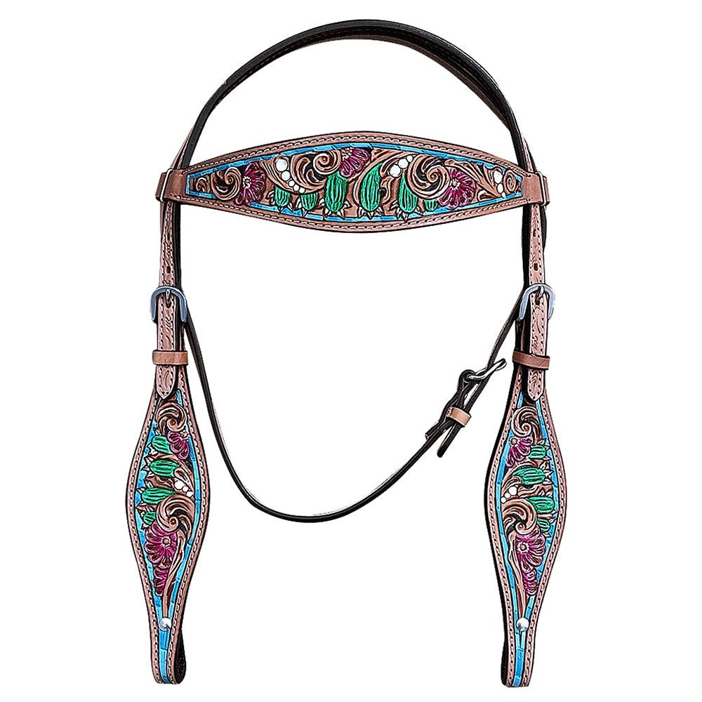 Hilason Western Horse Headstall Bridle American Leather Tan