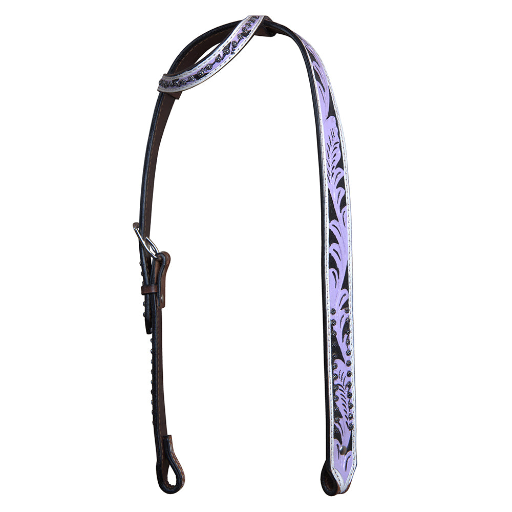 HILASON Western Horse Headstall Tack Genuine American Leather Purple/Black