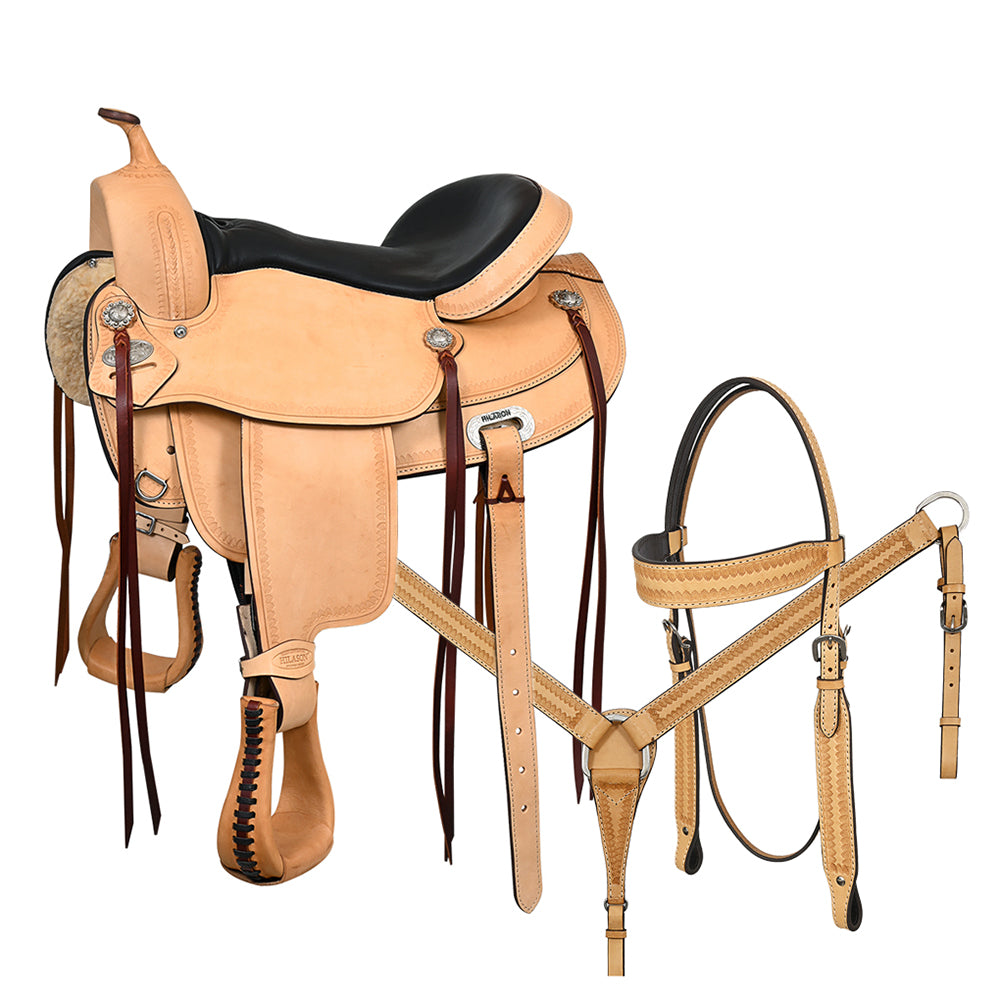 Tan HILASON Western Horse Saddle American Leather Flex Tree Trail & Pleasure
