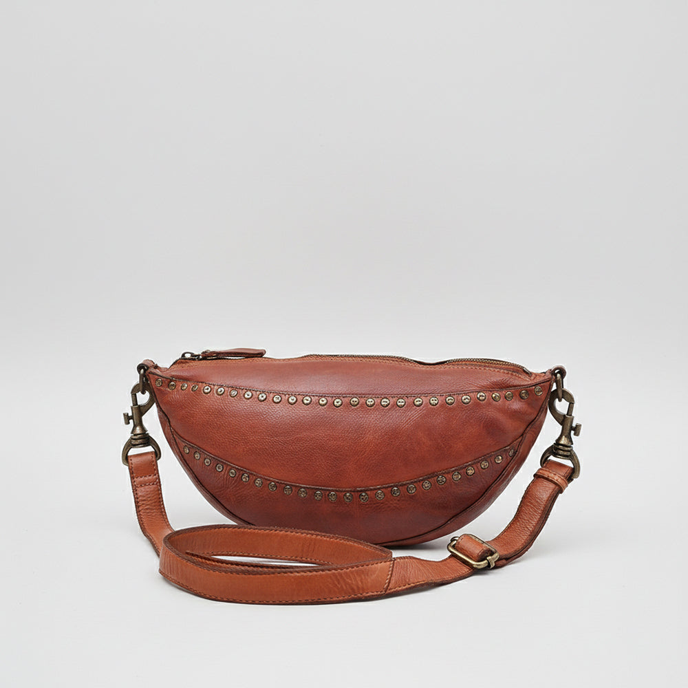 Spaghetti Western Bronzaro Leather Crescent Sling Bag Handcrafted Vegetable Tanned Full Grain Leather Crossbody