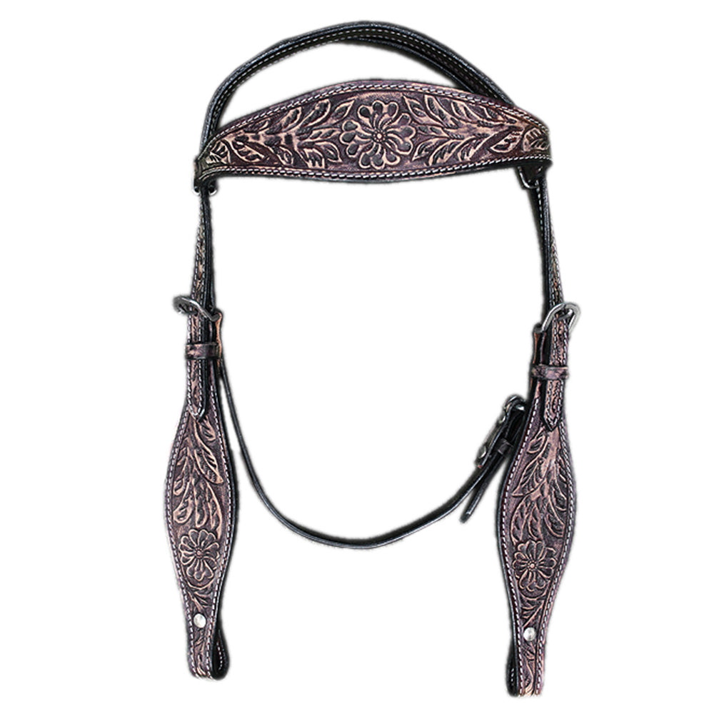 HILASON Western Horse Headstall American Leather Brown Rustic Vintage