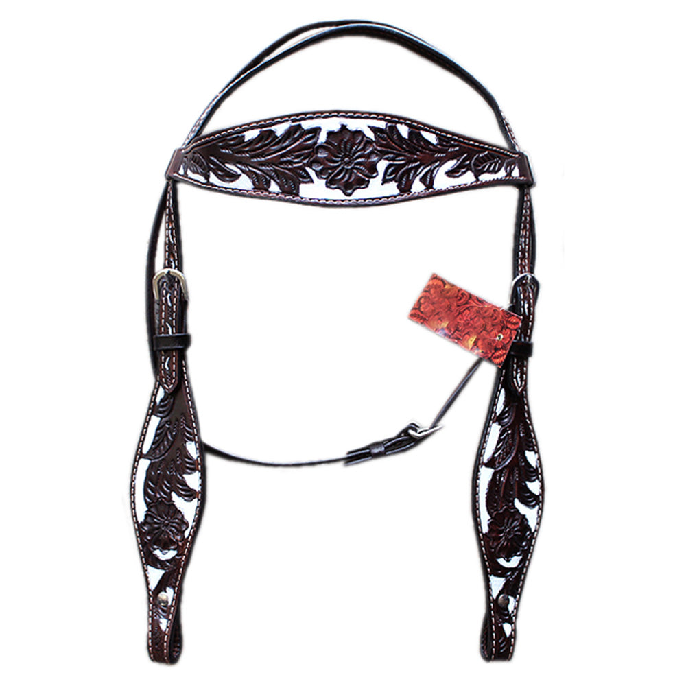 Hilason Western Horse Headstall Bridle American Leather Dark Brown
