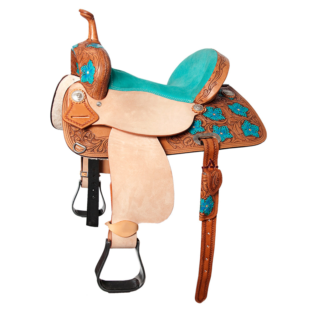 HILASON Flex Tree Western Horse Saddle in American Leather Barrel Trail | for Horses