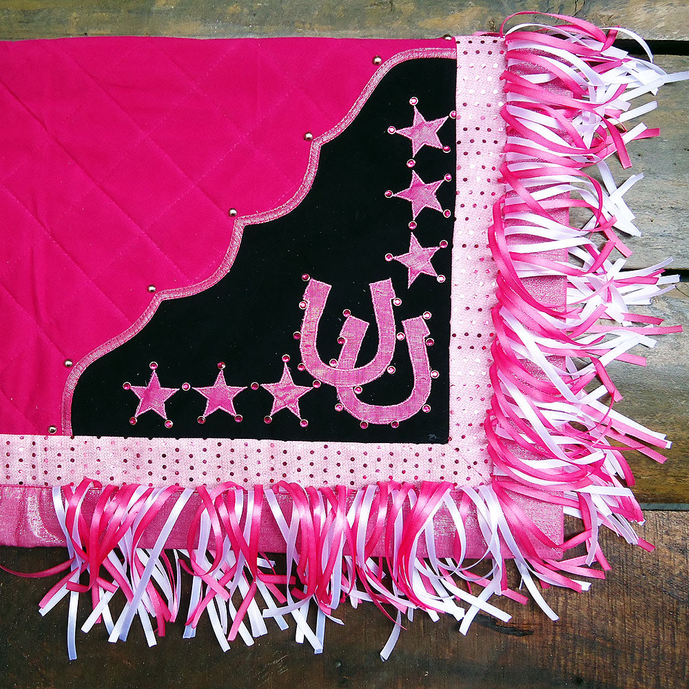 Hilason Western Horse Shoe & Stars Show Barrel Racing Rodeo Saddle Blanket Pink