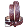 HILASON Western Genuine Leather Hand Tooled Floral Carved Unisex Belt Mahogany