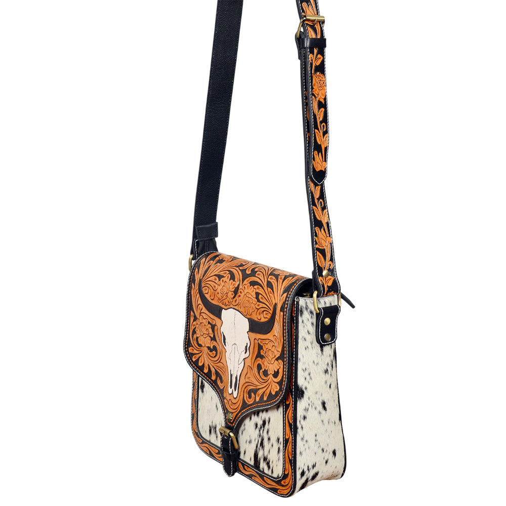 American Darling Western Skull Hair-On Cowhide Crossbody