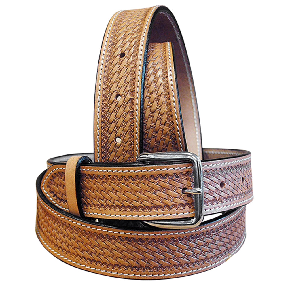 Hilason Hand Tooled Heavy Duty Western Work Leather Mens Womens Belt Tan