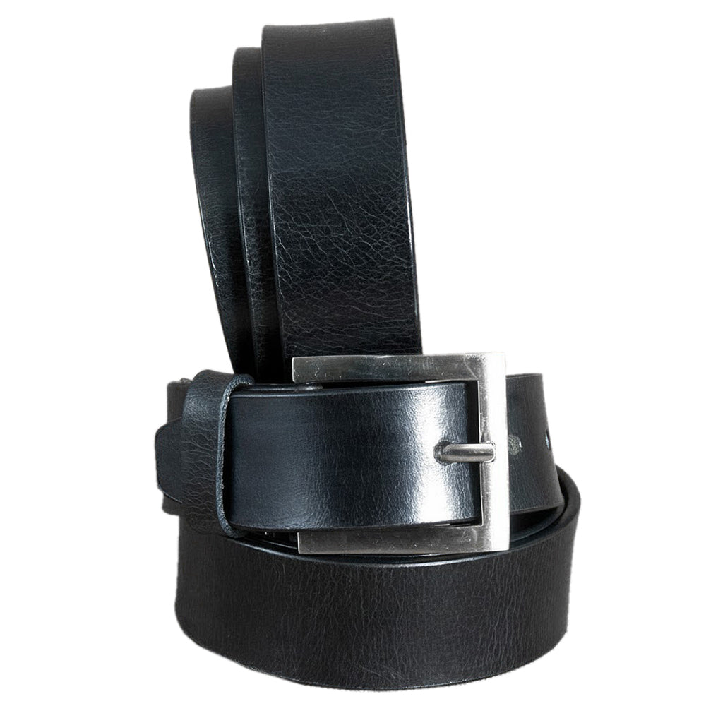 HILASON Western Genuine Leather Belt Mens Classic Black with Silver Buckle