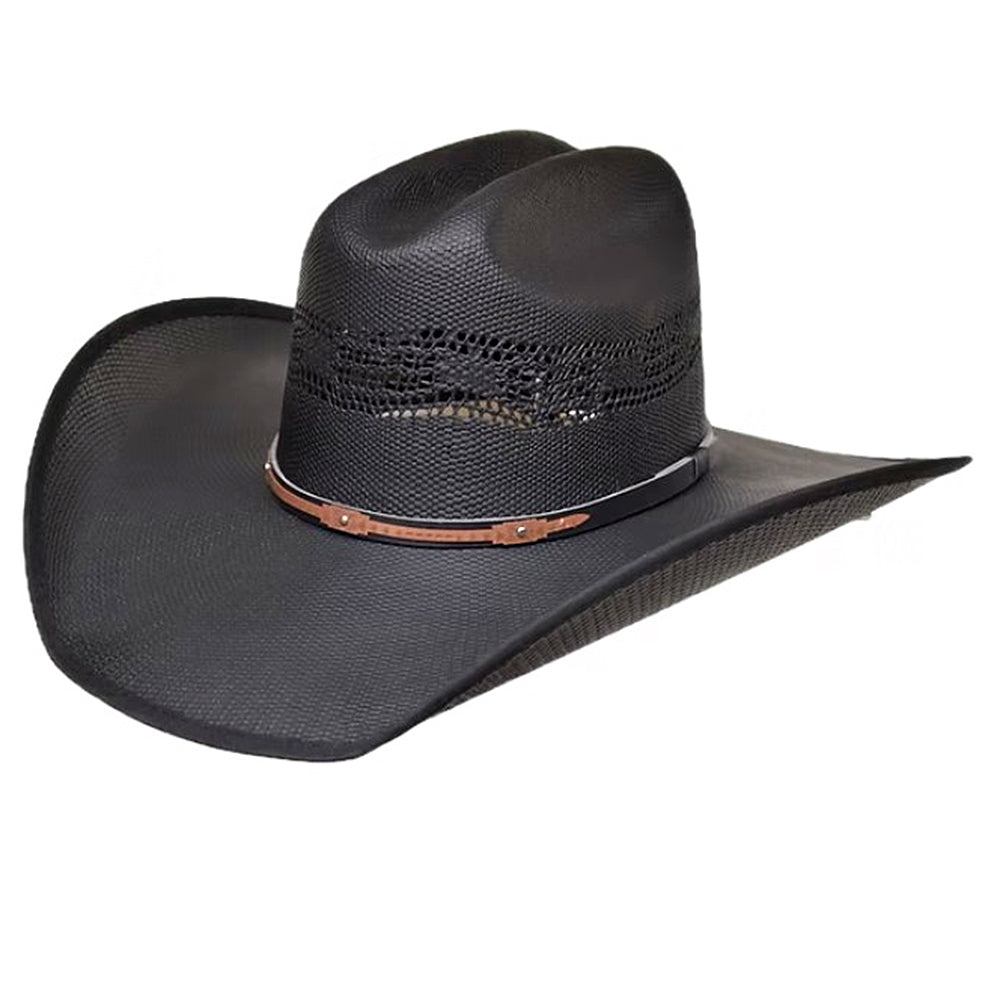 Lonestar Menard Black Vented Straw Cowboy Hat Western Summer Rancher Style