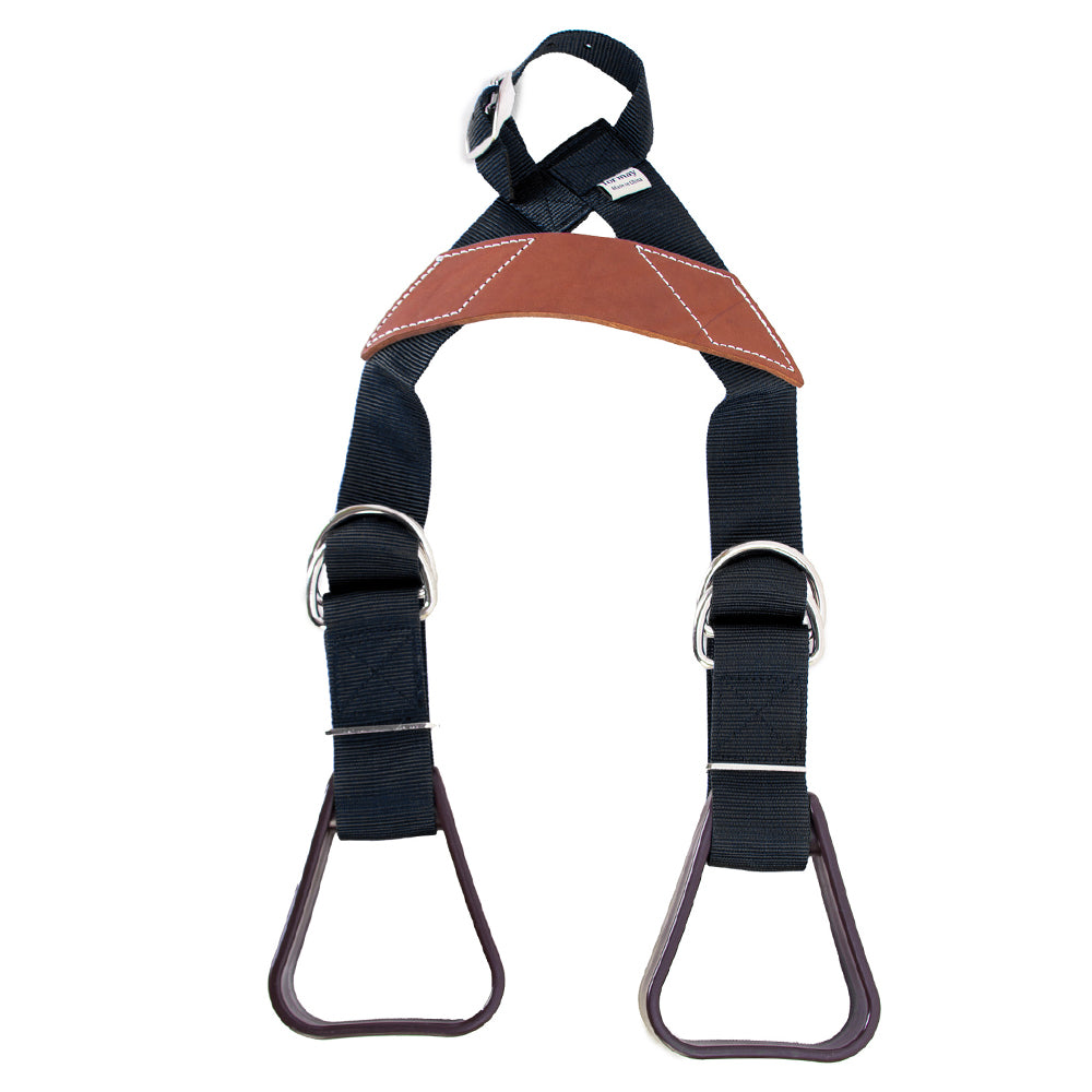 Hilason Saddle Buddy Kids Stirrup  Adjustable Black Nylon with Genuine Cow Leather Child Safety Saddle Trainer for Western Riding